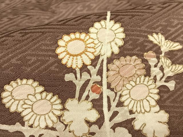 平和屋着物●訪問着　駒刺繍　草花文　暈し染め　金彩　正絹　逸品　AAAX0637zg