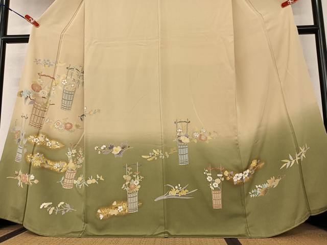 平和屋着物●訪問着 花籠文 暈し染め 金彩 正絹 逸品 AAAX0650zg