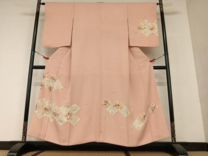 平和屋着物●訪問着 駒刺繍 花楽器文 金彩 正絹 逸品 AAAX0654zg