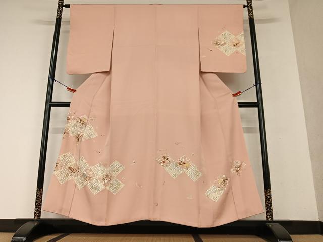 平和屋着物●訪問着 駒刺繍 花楽器文 金彩 正絹 逸品 AAAX0654zg