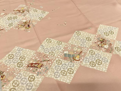 平和屋着物●訪問着 駒刺繍 花楽器文 金彩 正絹 逸品 AAAX0654zg