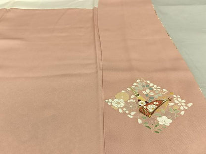 平和屋着物●訪問着 駒刺繍 花楽器文 金彩 正絹 逸品 AAAX0654zg