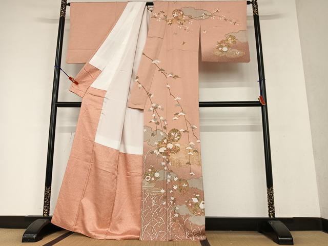 平和屋着物●訪問着 草花丸文 暈し染め 金彩 正絹 逸品 AAAX0658zg