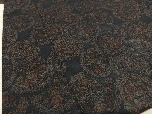 平和屋着物●上質な小紋 紬地 草花丸文 正絹 逸品 AAAX0662zg