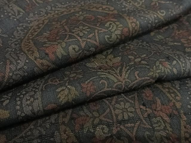 平和屋着物●上質な小紋 紬地 草花丸文 正絹 逸品 AAAX0662zg