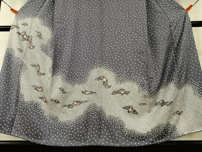 平和屋着物●訪問着　絞り　刺繍　草花文　金糸　正絹　逸品　AAAX0669zg