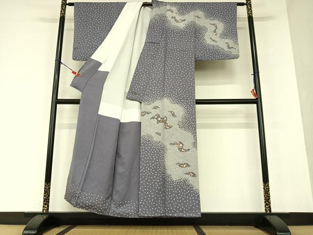 平和屋着物●訪問着　絞り　刺繍　草花文　金糸　正絹　逸品　AAAX0669zg