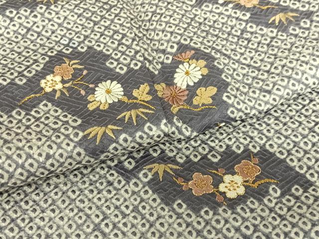 平和屋着物●訪問着　絞り　刺繍　草花文　金糸　正絹　逸品　AAAX0669zg