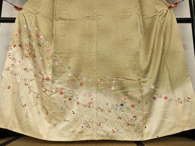平和屋着物●訪問着　駒刺繍　花籬文　橘　暈し染め　金彩　正絹　逸品　AAAX0694zg