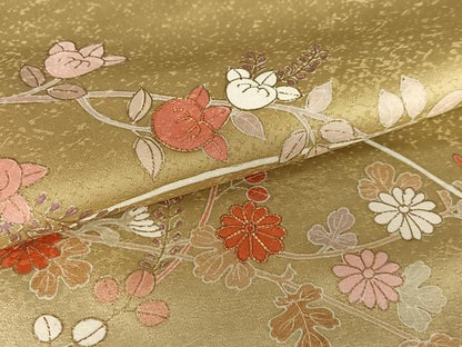 平和屋着物●訪問着　駒刺繍　花籬文　橘　暈し染め　金彩　正絹　逸品　AAAX0694zg