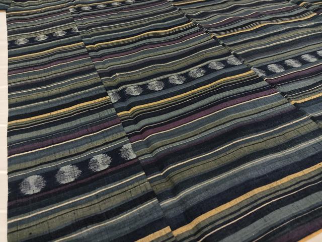平和屋着物●上質な紬 横段丸文 正絹 逸品 AAAX0714zg