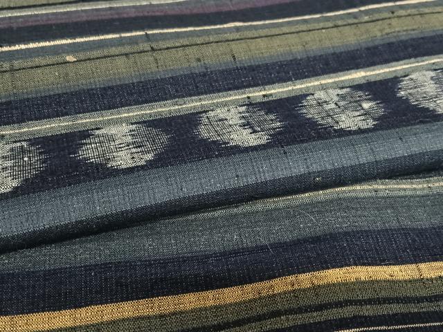 平和屋着物●上質な紬 横段丸文 正絹 逸品 AAAX0714zg