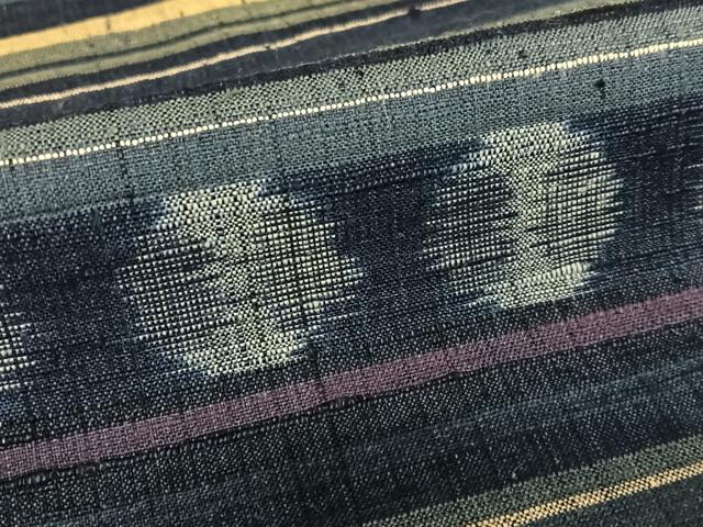 平和屋着物●上質な紬 横段丸文 正絹 逸品 AAAX0714zg