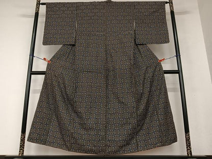 平和屋着物●本場大島紬 龍郷絣 秋名バラ 正絹 逸品 AAAX0715zg