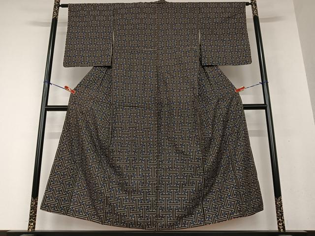 平和屋着物●本場大島紬 龍郷絣 秋名バラ 正絹 逸品 AAAX0715zg
