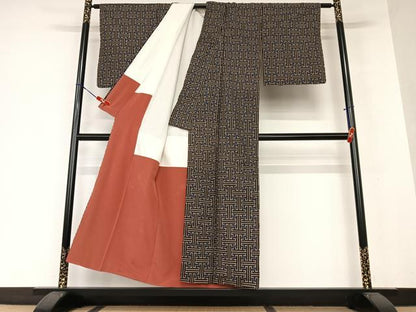 平和屋着物●本場大島紬 龍郷絣 秋名バラ 正絹 逸品 AAAX0715zg