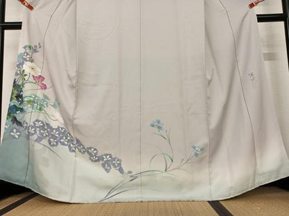 平和屋着物●訪問着 作家物 手描き 草花文 暈し染め 正絹 逸品 AAAX0726zg