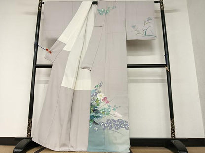 平和屋着物●訪問着 作家物 手描き 草花文 暈し染め 正絹 逸品 AAAX0726zg