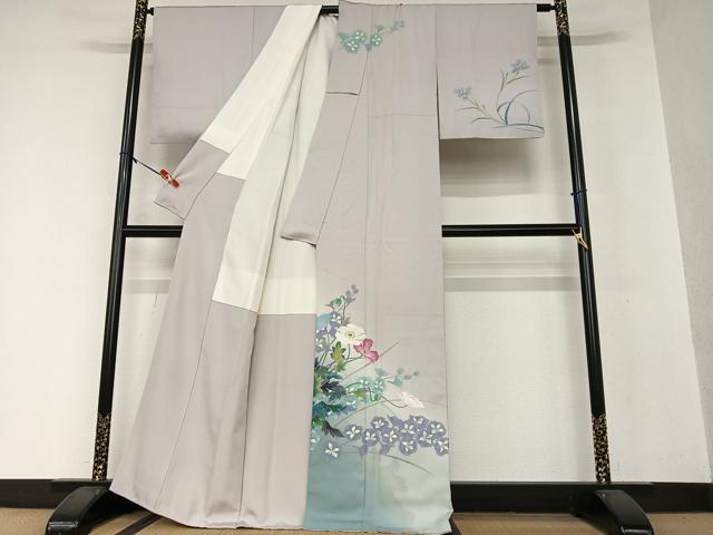 平和屋着物●訪問着 作家物 手描き 草花文 暈し染め 正絹 逸品 AAAX0726zg
