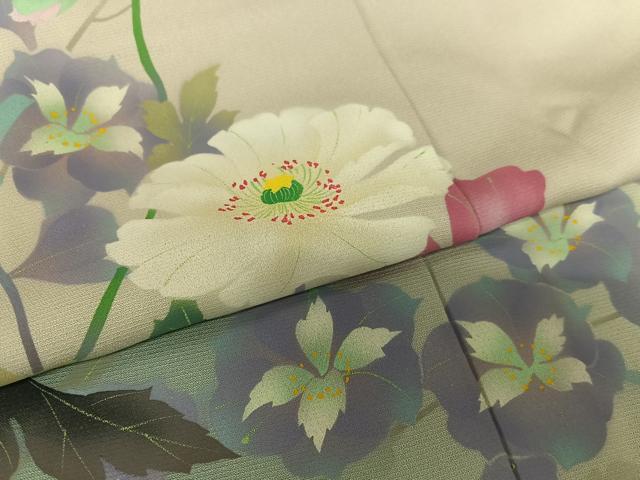 平和屋着物●訪問着 作家物 手描き 草花文 暈し染め 正絹 逸品 AAAX0726zg