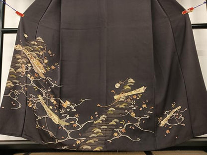平和屋着物●訪問着 駒刺繍 束ね熨斗花松文 金彩 正絹 逸品 AAAX0728zg