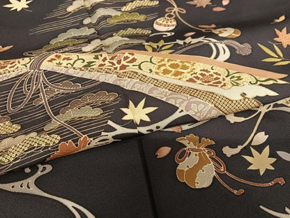 平和屋着物●訪問着 駒刺繍 束ね熨斗花松文 金彩 正絹 逸品 AAAX0728zg