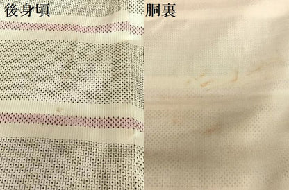 平和屋着物●本場大島紬 白大島 100亀甲 横段文 正絹 逸品 AAAX0737zg