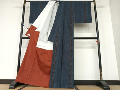 平和屋着物●本場大島紬　草花間道　やまと誂製　正絹　逸品　AAAX0754zg