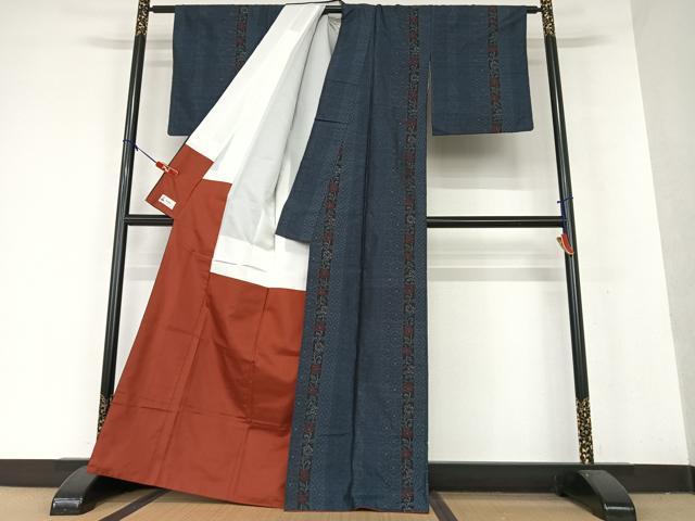 平和屋着物●本場大島紬　草花間道　やまと誂製　正絹　逸品　AAAX0754zg