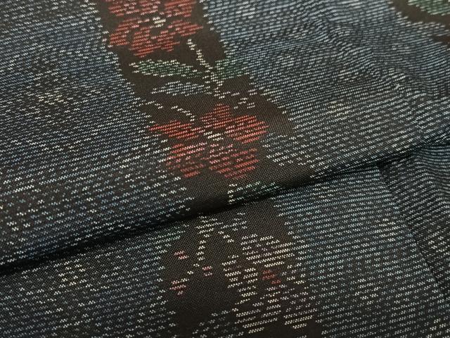 平和屋着物●本場大島紬　草花間道　やまと誂製　正絹　逸品　AAAX0754zg