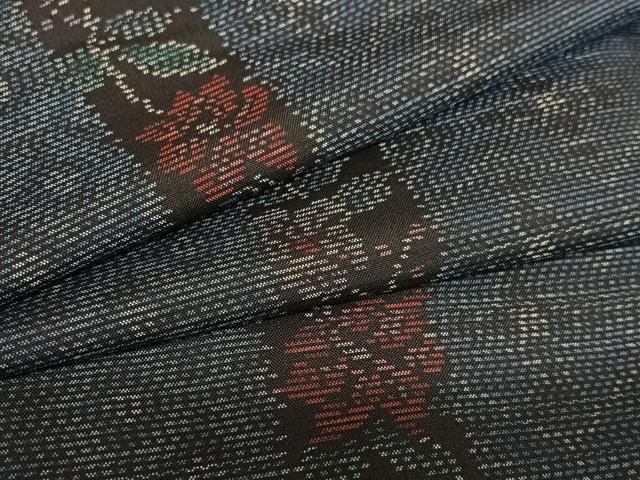 平和屋着物●本場大島紬　草花間道　やまと誂製　正絹　逸品　AAAX0754zg