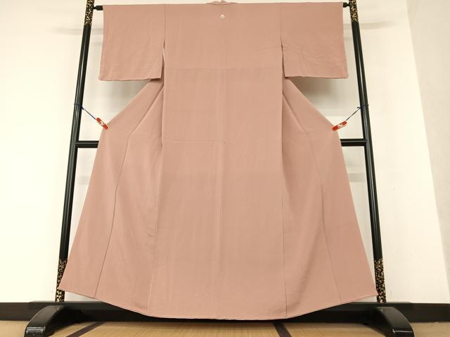 平和屋着物●上質な色無地 蘇芳色 鬼しぼ縮緬 正絹 逸品 AAAX0762zg