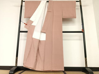 平和屋着物●上質な色無地 蘇芳色 鬼しぼ縮緬 正絹 逸品 AAAX0762zg