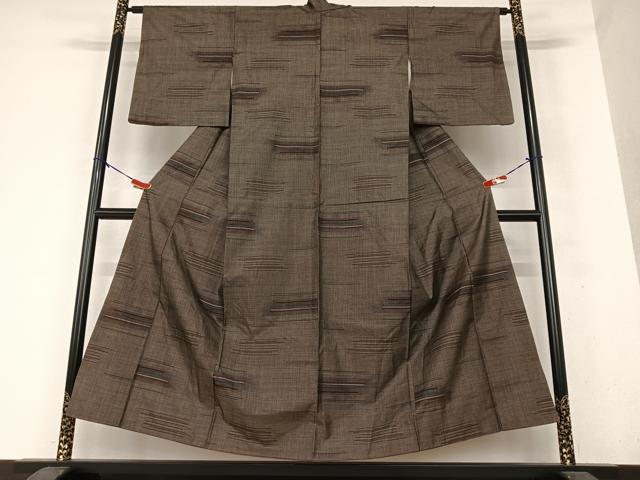 平和屋着物●本場大島紬 泥染め カタス7マルキ 変わり横段文 正絹 逸品 AAAX0771zg