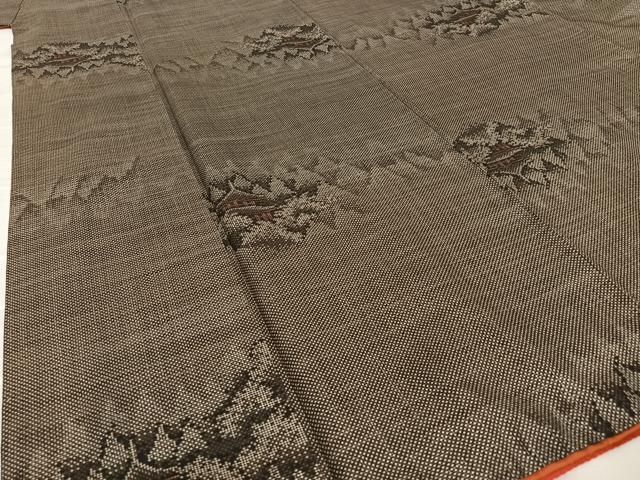 平和屋着物●本場大島紬 泥染め 一元絣 樹林風景文 正絹 逸品 AAAX0774zg