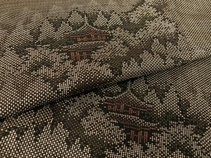 平和屋着物●本場大島紬 泥染め 一元絣 樹林風景文 正絹 逸品 AAAX0774zg
