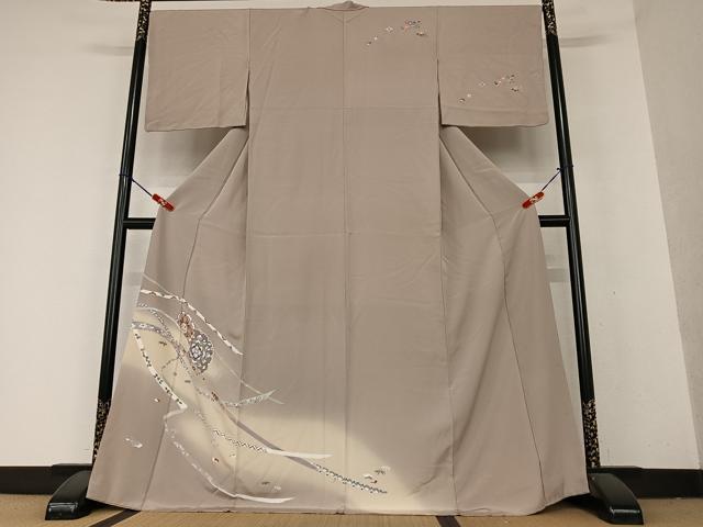 平和屋着物●訪問着 雪輪重ね花文 暈し染め 金彩 正絹 逸品 AAAX0775zg