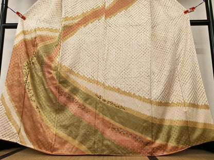 平和屋着物●訪問着 手描き 絞り 中国三大刺繍 スワトウ刺繍 汕頭刺繍 相良刺繍 更紗花間道 暈し染め 金彩 正絹 逸品 AAAX0777zg