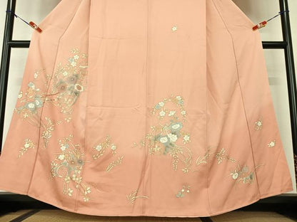 平和屋着物●訪問着　草花文　暈し染め　金彩　正絹　逸品　AAAX0779zg