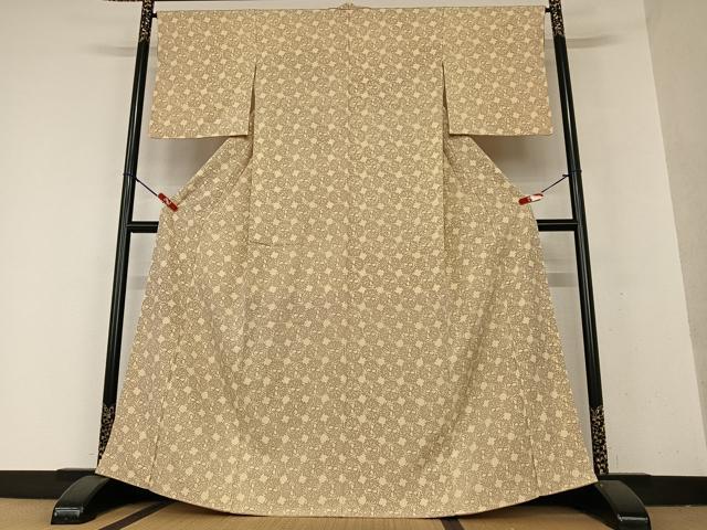 平和屋着物●上質な小紋 型染め 舞花文 正絹 逸品 AAAX0786zg
