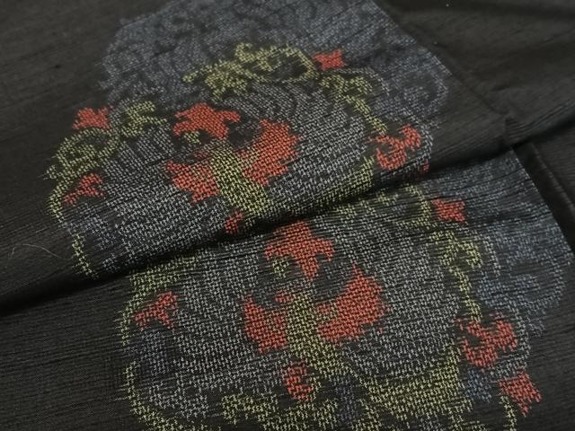平和屋着物●上質な紬 鳳凰花文 正絹 逸品 AAAX0792zg