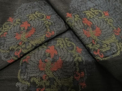 平和屋着物●上質な紬 鳳凰花文 正絹 逸品 AAAX0792zg