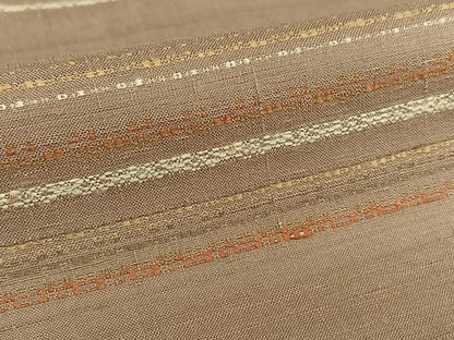 平和屋着物●上質な紬 刺繍 横段文 正絹 逸品 AAAX0793zg