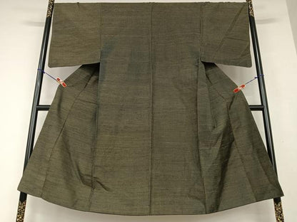 平和屋着物●男性　紬　格子　正絹　逸品　AAAX0798zg