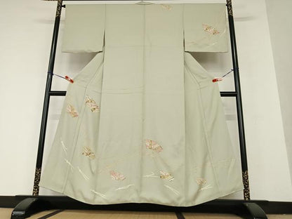 平和屋着物●訪問着 駒刺繍 地紙花文 金彩 正絹 逸品 AAAX0799zg