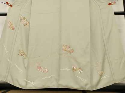 平和屋着物●訪問着 駒刺繍 地紙花文 金彩 正絹 逸品 AAAX0799zg