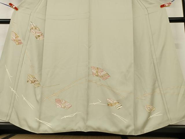 平和屋着物●訪問着 駒刺繍 地紙花文 金彩 正絹 逸品 AAAX0799zg