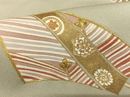 平和屋着物●訪問着 駒刺繍 地紙花文 金彩 正絹 逸品 AAAX0799zg