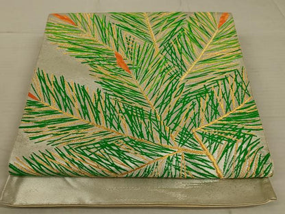 平和屋着物◎六通柄袋帯 枝松文 金糸 正絹 逸品 AAAX0804ou