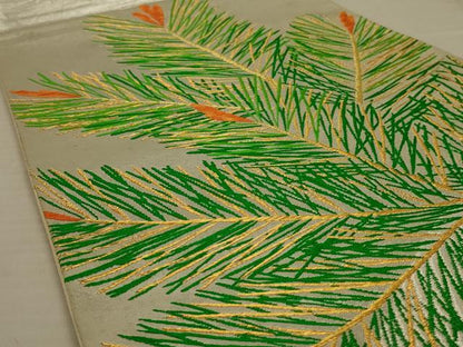 平和屋着物◎六通柄袋帯 枝松文 金糸 正絹 逸品 AAAX0804ou